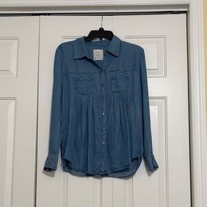 Style & Co. Blue Button-Up Blouse